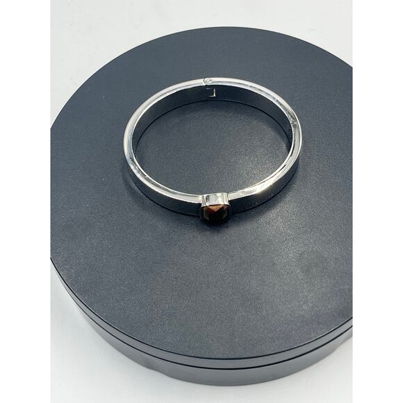 Michael Kors Urban Rush Silver Hinged Square Cut Center‎ Stone Bangle Bracelet - Picture 10 of 12